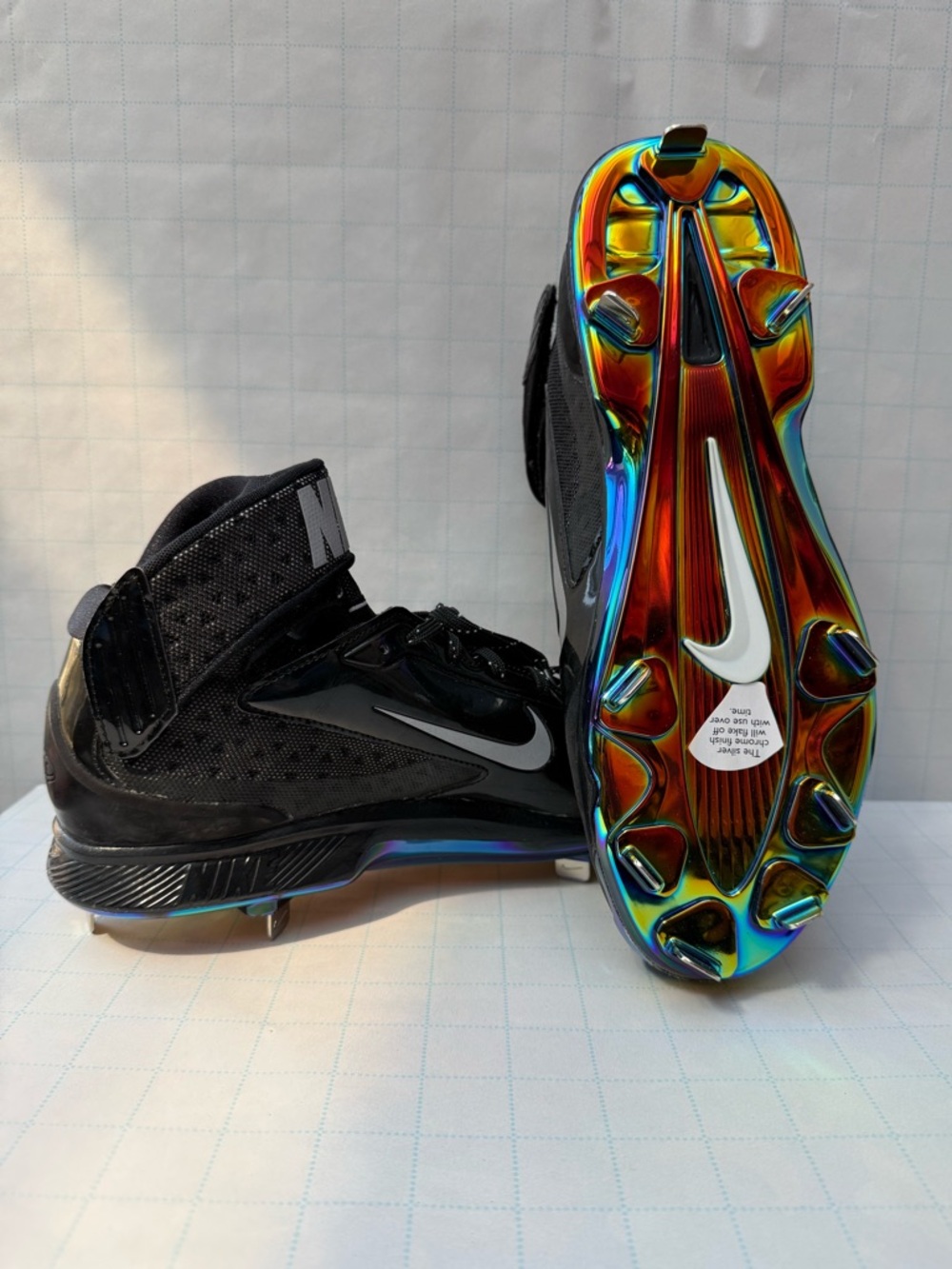 Nike Huarache High Top Baseball Cleats - Size 10 - Rainbow Undersole - NWT - Picture 4 of 11